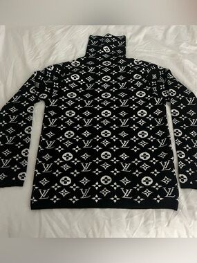 Louis Vuitton Black & White Monogram Turtleneck Sweater